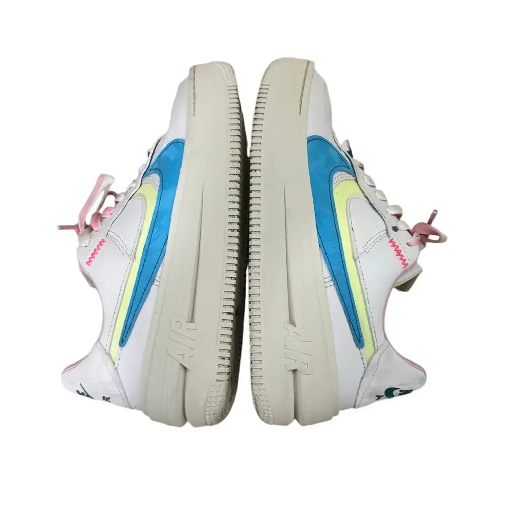 Nike Air Force 1‎ Shadow Pastel Multi-Color Sneakers Size 6.5 Pink Blue Yellow